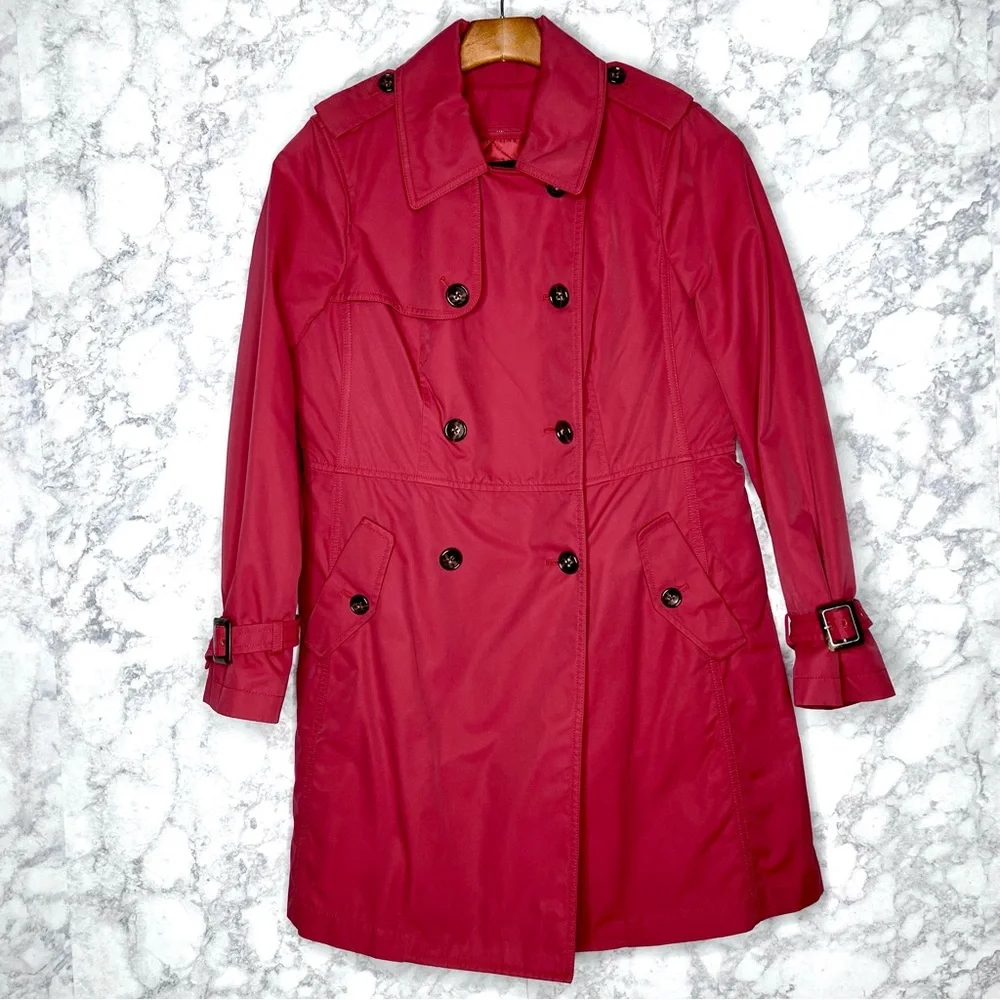 ⭐️ Talbots Red Double Breast Trench Coat Removable Insulated Liner Women’s 6 P - Picture 13 of 13